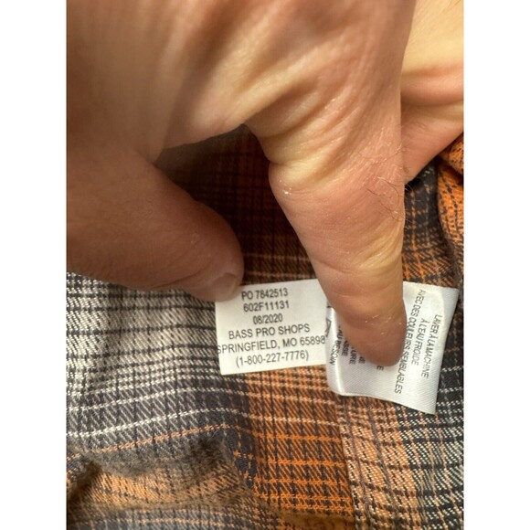 Red Head Brand‎ Co. Long Sleeve Mens Large Orange Grey Flannel Button Up Shirt - Picture 5 of 16
